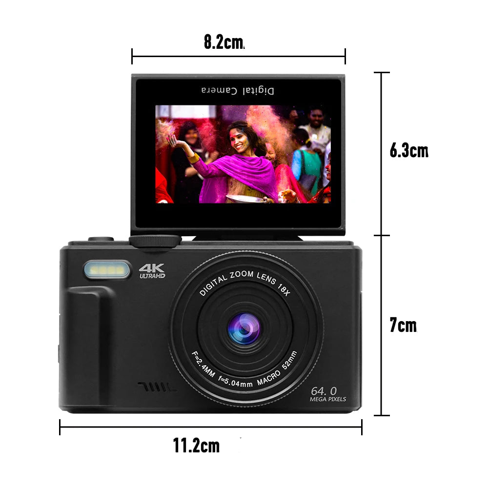 4K Vlogging Kamera mit Flip-Screen & 48MP, Schwarz / Minikauf.ch