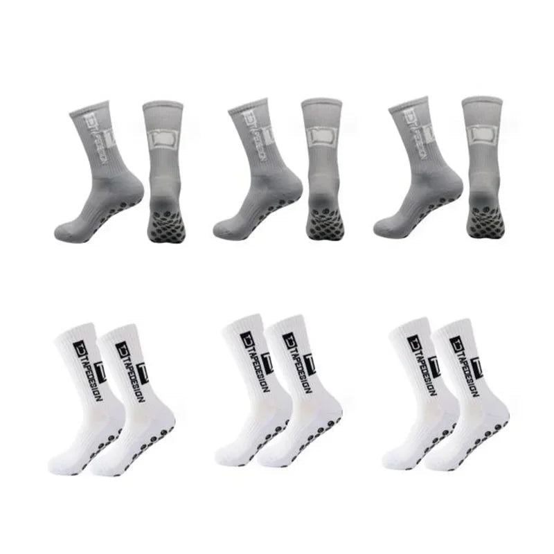 6 Paar rutschfeste Fussballsocken, Grau & Weiss / Minikauf.ch