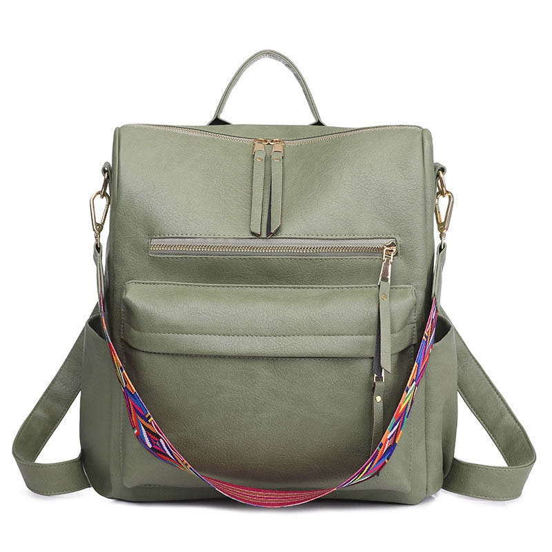 Leder Retro Rucksack Frauen, Grasgrün / Minikauf.ch