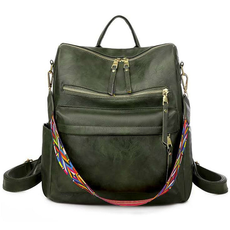 Leder Retro Rucksack Frauen, Grün / Minikauf.ch