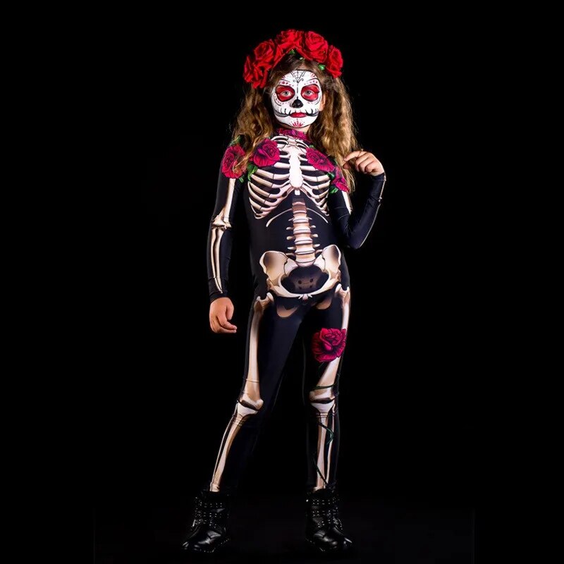 Gruseliges Rosen Skeleton Halloween Kostüm / Minikauf.ch