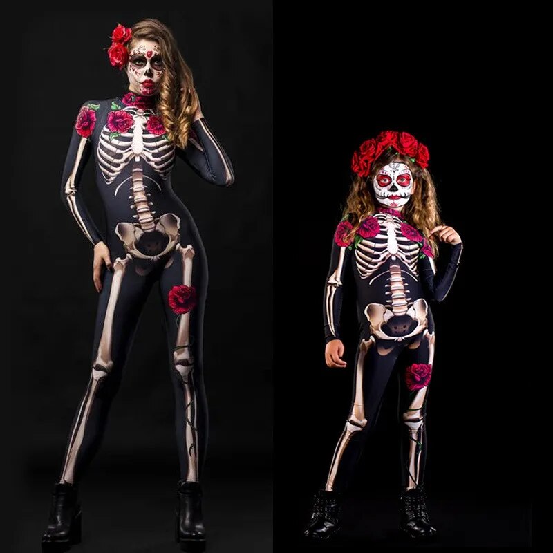 Gruseliges Rosen Skeleton Halloween Kostüm / Minikauf.ch