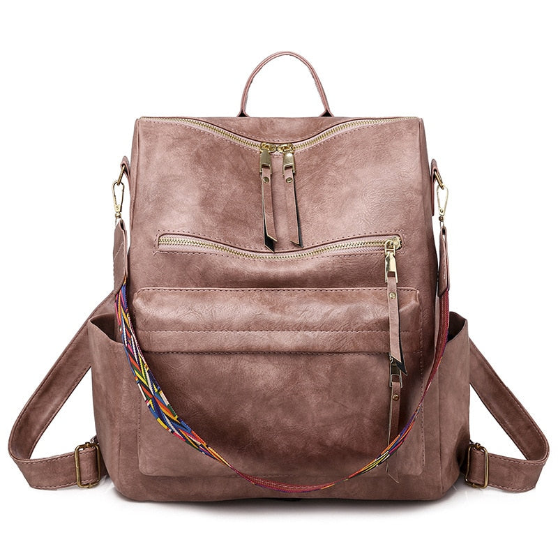 Leder Retro Rucksack Frauen, Pink / Minikauf.ch