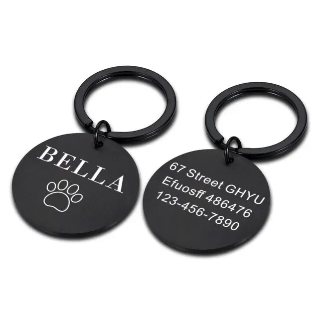 Personalisierte Hundemarke mit Name & Nummer, Schwarz / Minikauf.ch