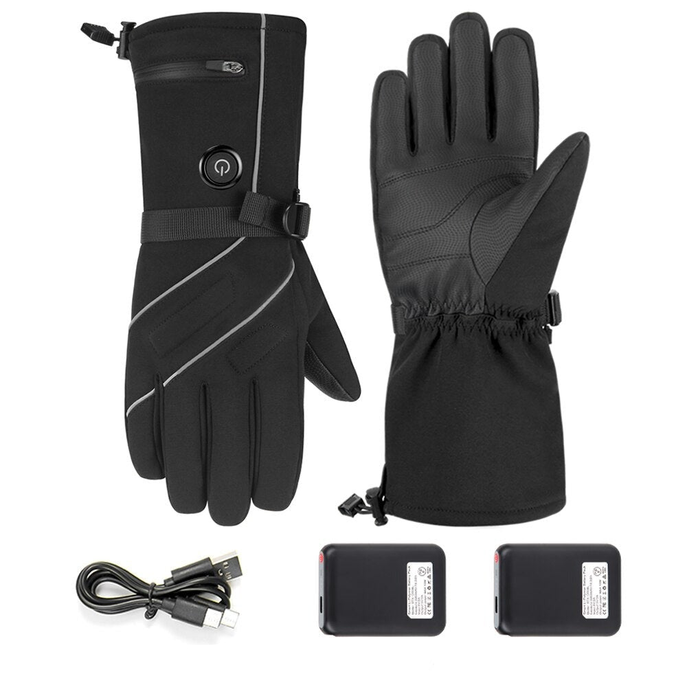 Beheizbare Winterhandschuhe mit 5000MAh Batterien, schwarz / Minikauf.ch