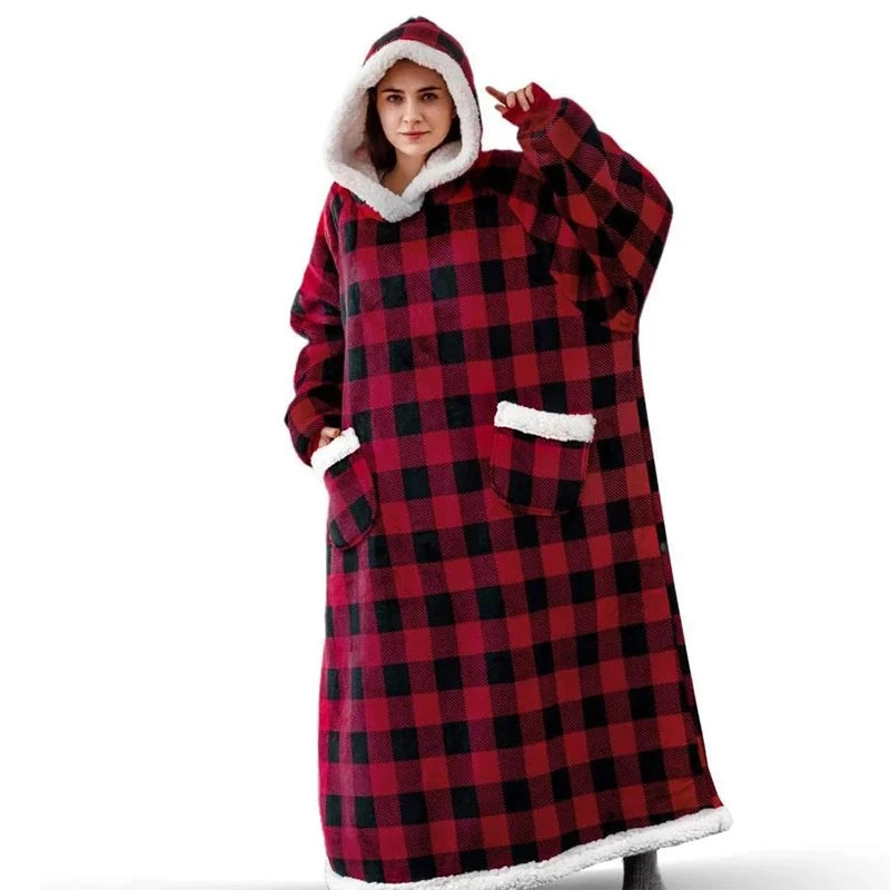 Premium XXL Kapuzen- Deckenhoodie, rot kariert / Minikauf.ch