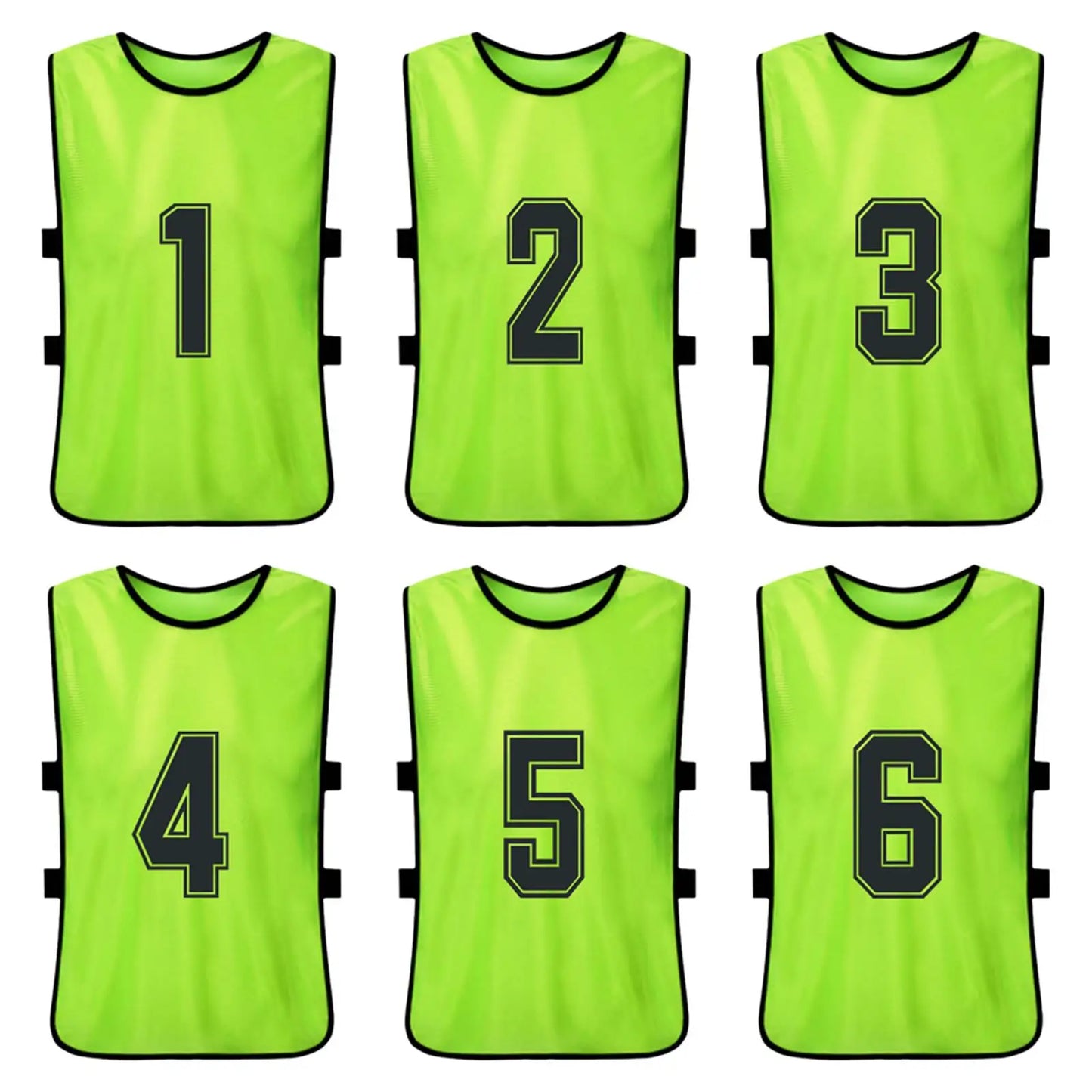 6/12er Set Kinder Trainingswesten – Nummerierte Fussball & Sport Trikots, verschiedene Nummern 1-6 / Minikauf.ch