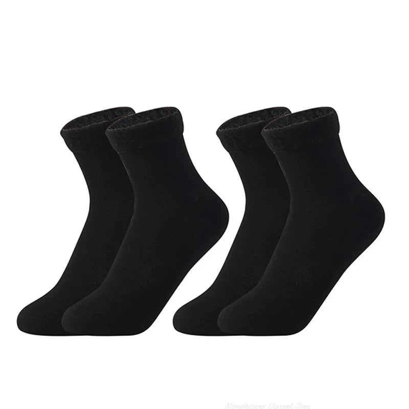 Einfarbige Thermische Wintersocken, schwarz 2 Paar / Minikauf.ch