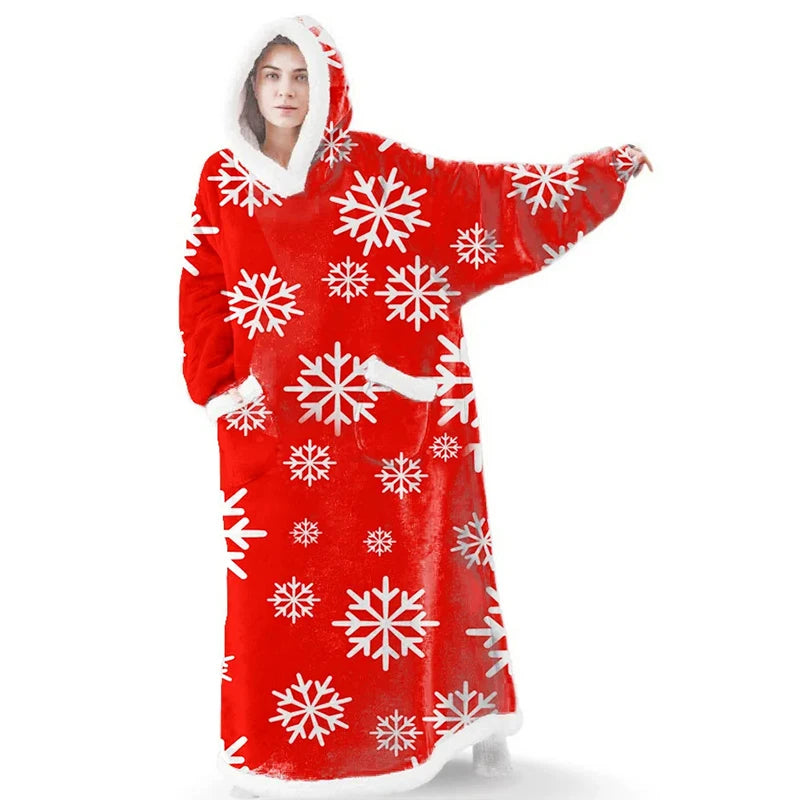 Premium XXL Kapuzen- Deckenhoodie, rot Schneeflocke / Minikauf.ch