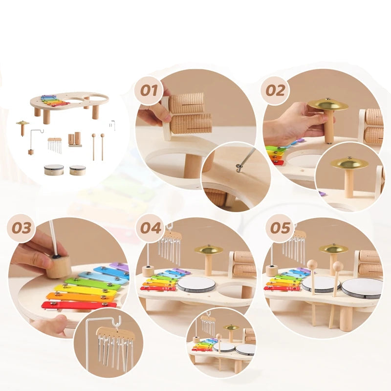 Montessori Musikspielzeug aus Holz – Xylophon & Percussion Set für Kinder / Minikauf.ch