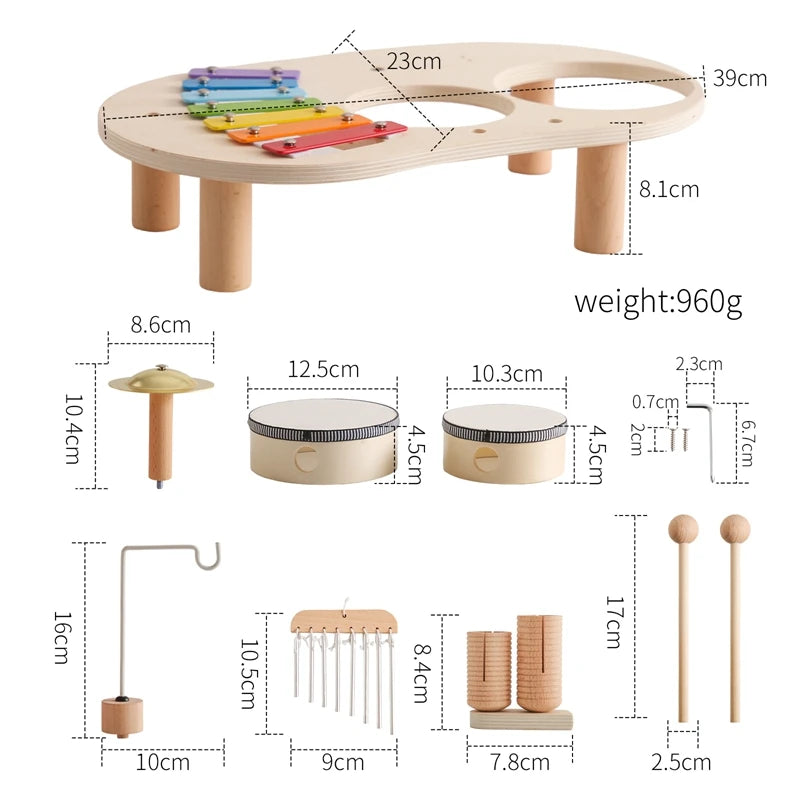 Montessori Musikspielzeug aus Holz – Xylophon & Percussion Set für Kinder / Minikauf.ch