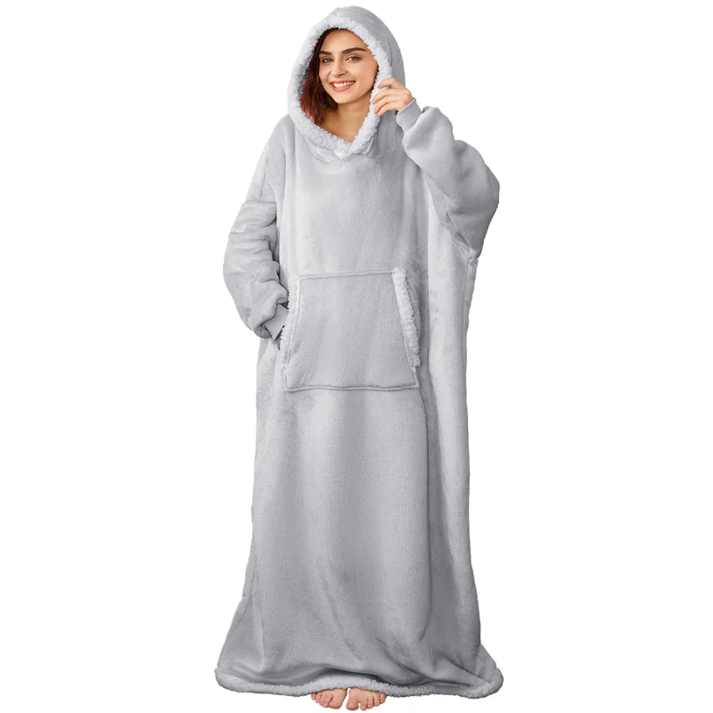 Flauschiger Plüsch Kapuzenpullover, grau / Minikauf.ch