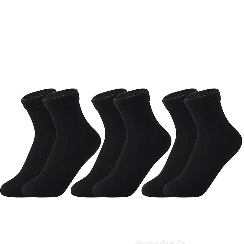 Einfarbige Thermische Wintersocken, schwarz 3 Paar / Minikauf.ch