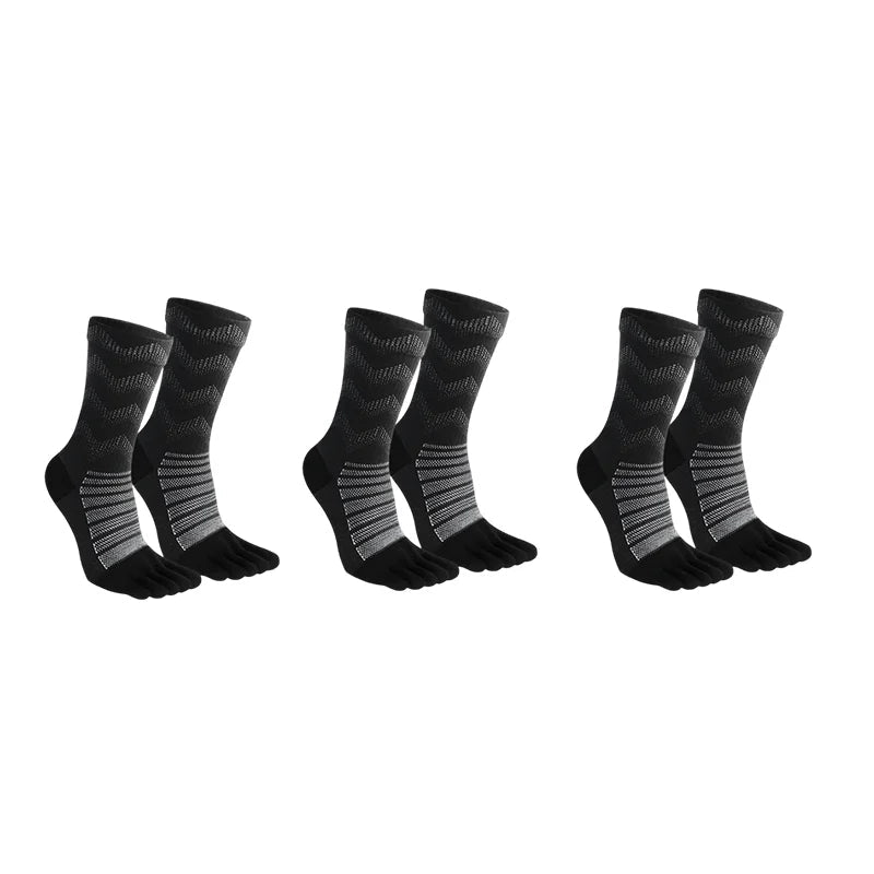 Merinowolle Zehensocken – Warm, Atmungsaktiv & Rutschfest, 3 Paar Schwarz / Minikauf.ch