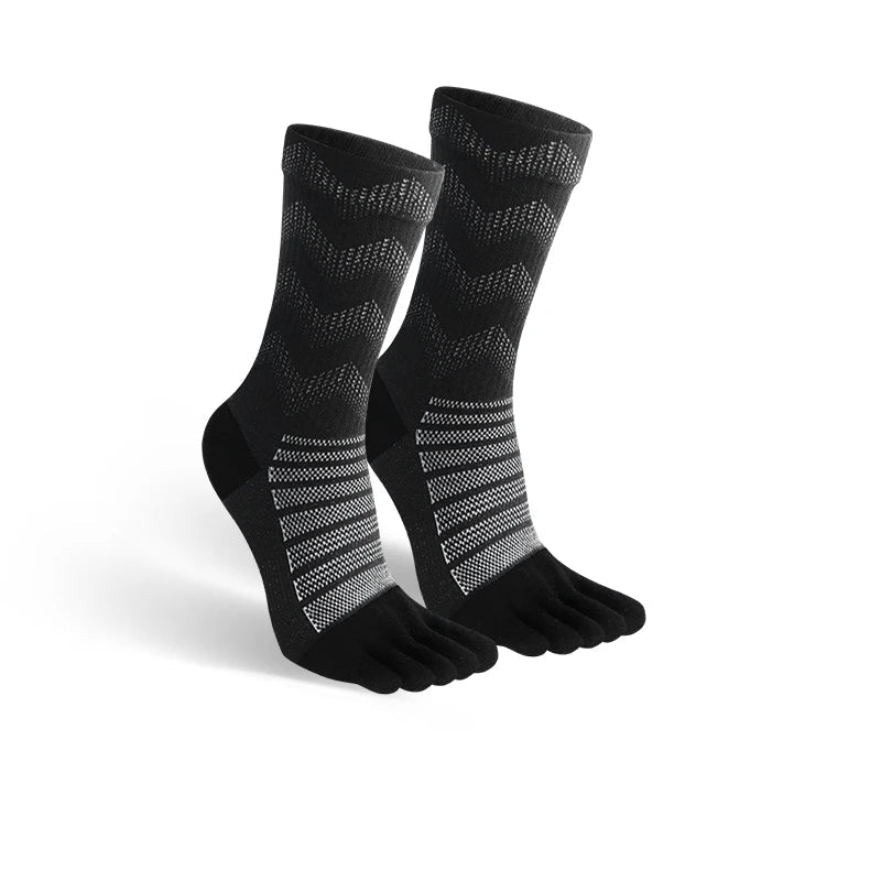 Merinowolle Zehensocken – Warm, Atmungsaktiv & Rutschfest, Schwarz / Minikauf.ch