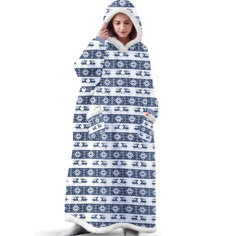 Premium XXL Kapuzen- Deckenhoodie, blau Weihnachten / Minikauf.ch