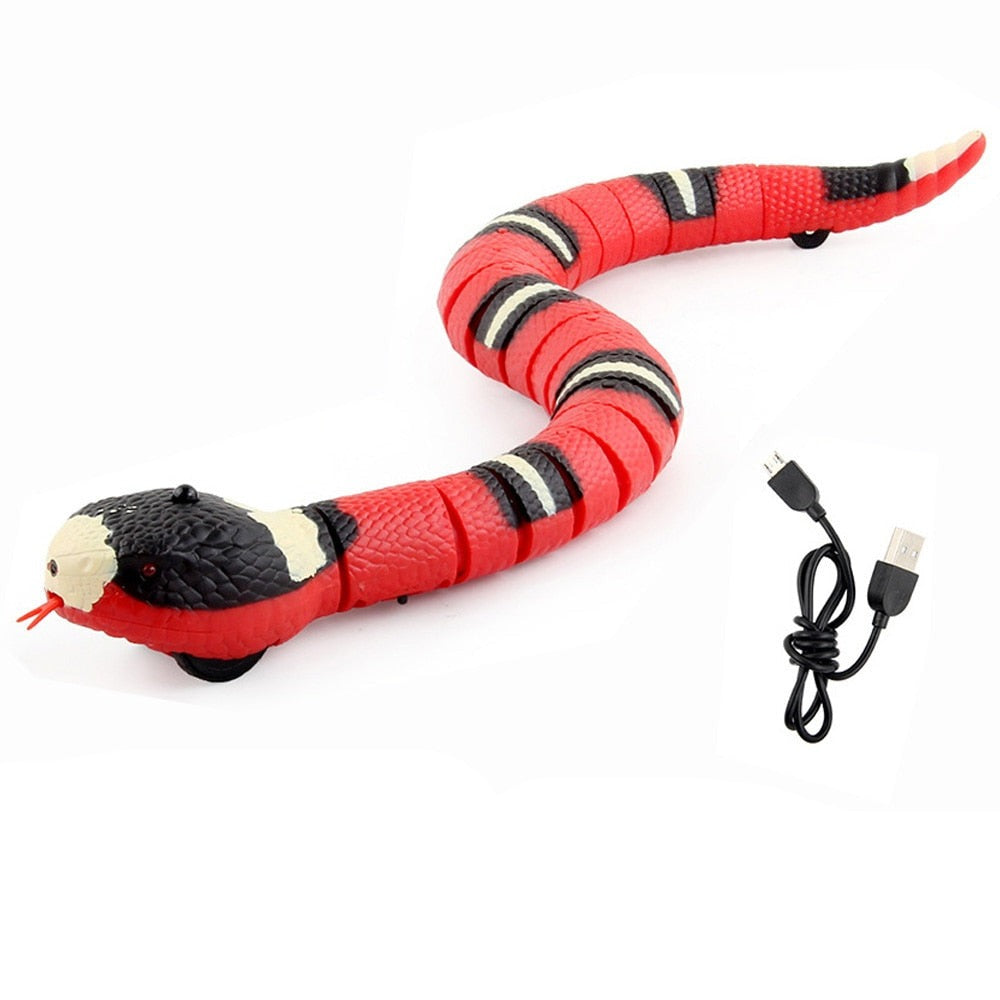 Interaktives USB Katzenspielzeug Schlange mit Sensoren, rot / Minikauf.ch