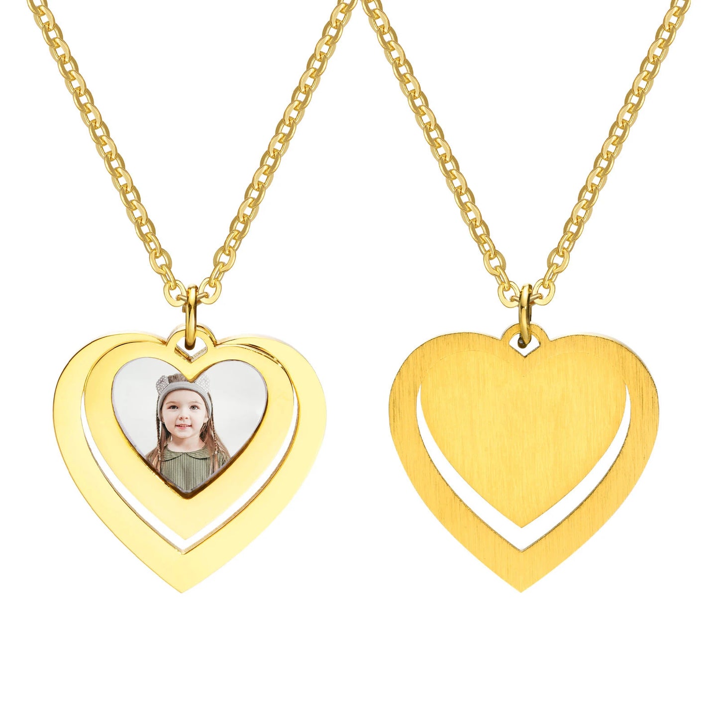 Personalisierte Foto Halskette mit Bild Anhänger, Gold Herz / Minikauf.ch