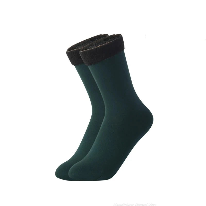 Einfarbige Thermische Wintersocken, grün / Minikauf.ch
