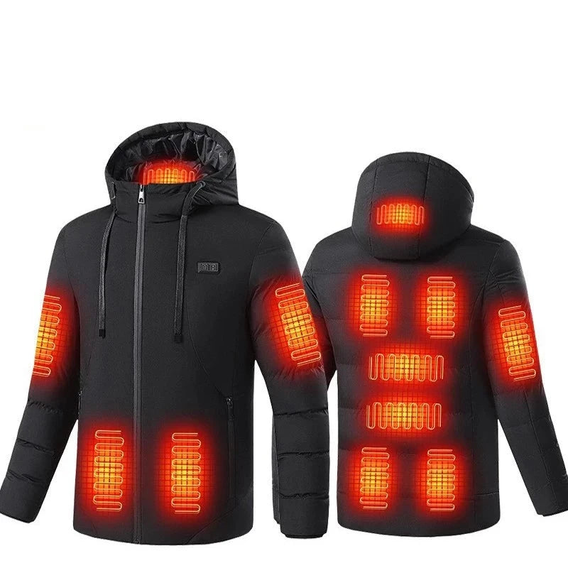 Intelligente beheizbare Thermojacke, 11 Zonen Schwarz / Minikauf.ch