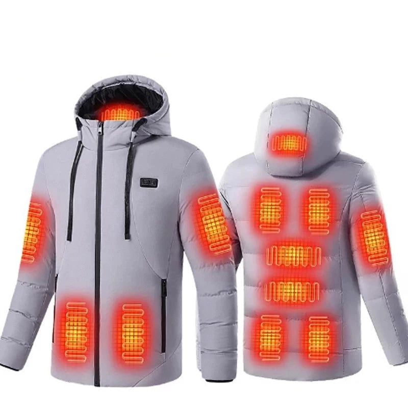 Intelligente beheizbare Thermojacke, 11 Zonen Grau / Minikauf.ch