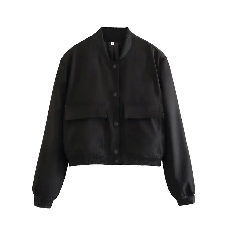 Stylische Damen Bomberjacke, schwarz / Minikauf.ch