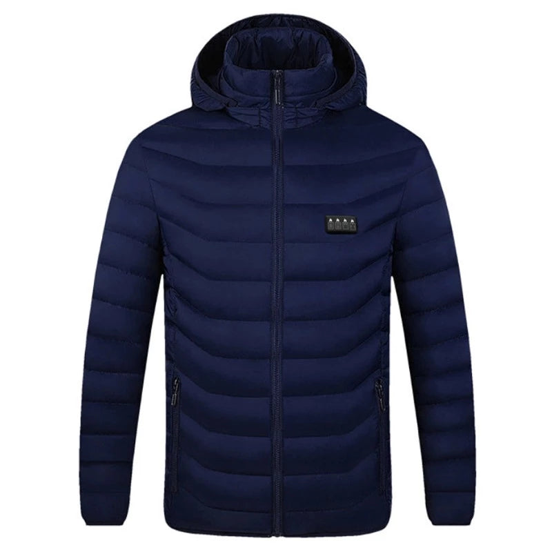 USB Heizjacke mit Kapuze, 19 Zonen, Blau / Minikauf.ch
