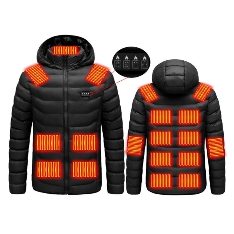 USB Heizjacke mit Kapuze, 19 Zonen, Schwarz / Minikauf.ch