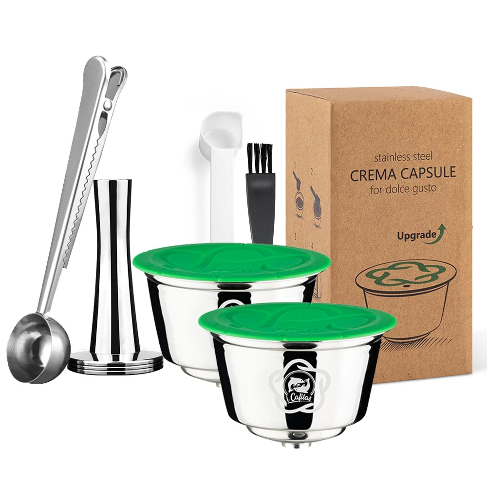 Wiederverwendbare Edelstahl Kaffeekapseln, 2 Stück Set / Minikauf.ch
