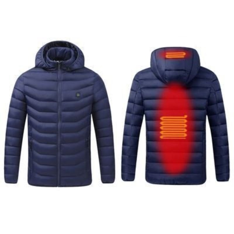 USB Heizjacke mit Kapuze, 2 Zonen, Blau / Minikauf.ch