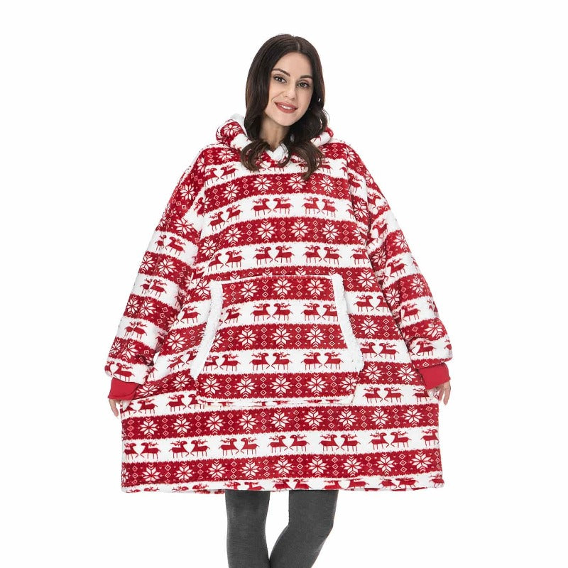 Eskimo Decken-Hoodie mit Kapuze, roter Hirsch / Minikauf.ch