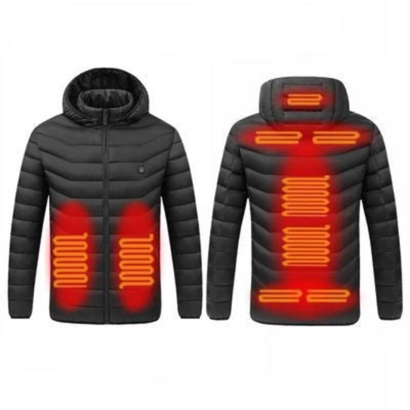 USB Heizjacke mit Kapuze, 9 Zonen, Schwarz / Minikauf.ch