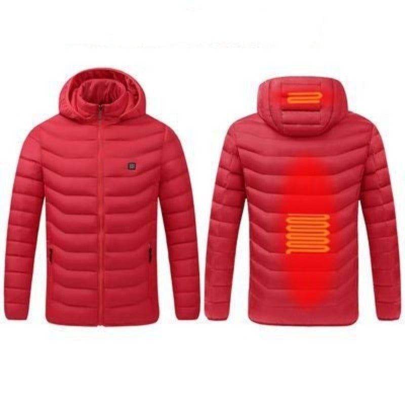 USB Heizjacke mit Kapuze, 2 Zonen, Rot / Minikauf.ch