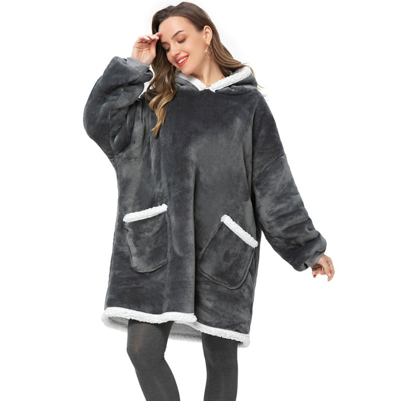 Eskimo Decken-Hoodie mit Kapuze, grau, zwei Taschen / Minikauf.ch