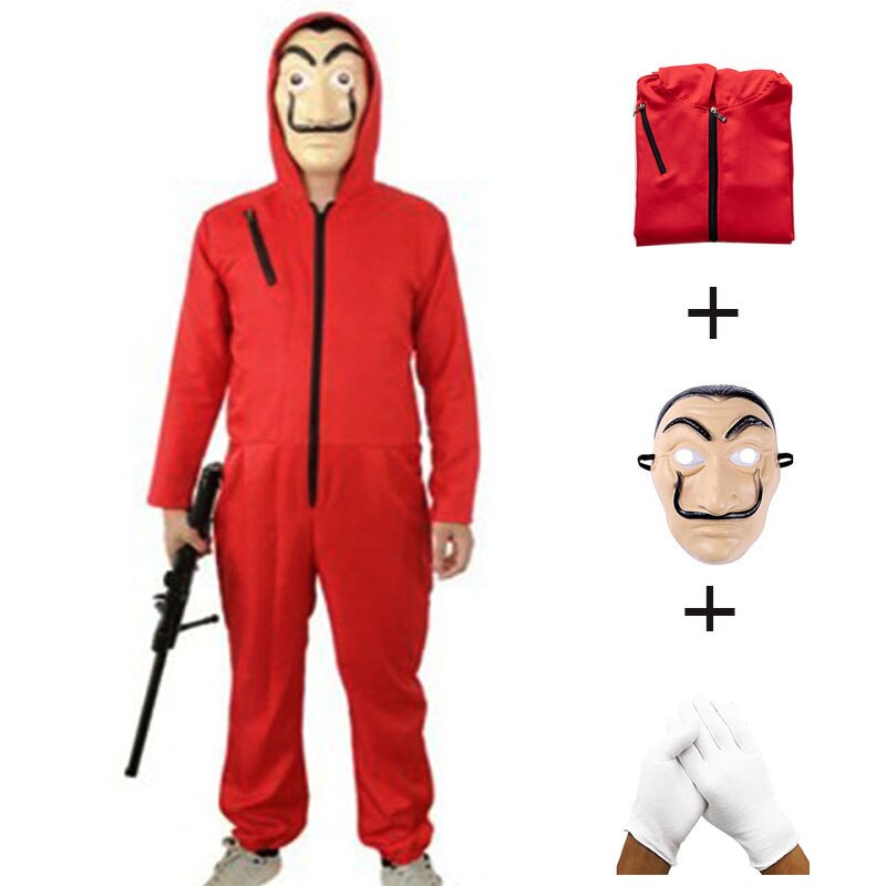 Roter Bankräuber-Overall mit Maske / Minikauf.ch