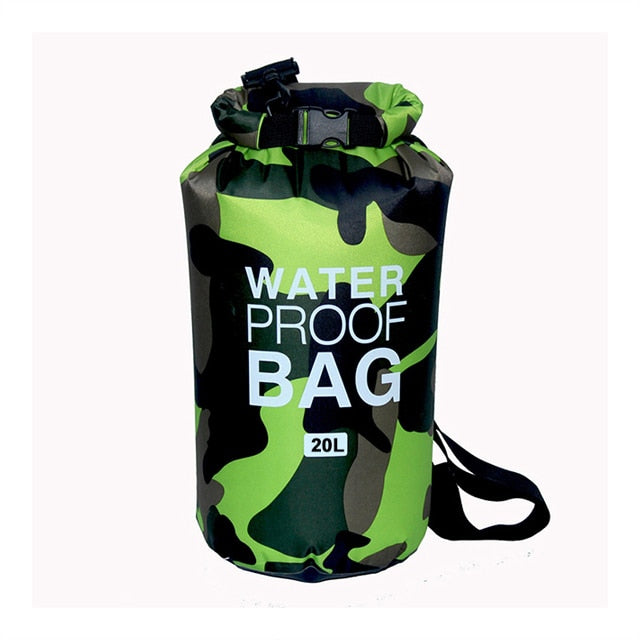 2-30 Liter Wassersack Tasche zum Bootfahren, Rafting, Kajak, Angeln, Schwimmen, Camping, Jagen, Kanu, Bergsteigen, grün 20 Liter / Minikauf.ch