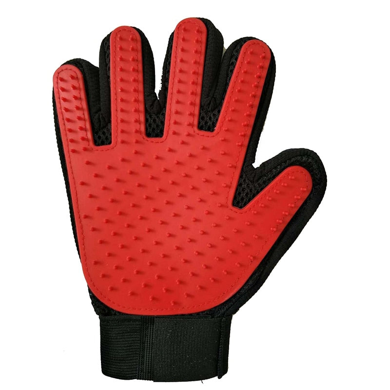 2in1 Fellpflegehandschuh für Hunde & Katzen, rot / Minikauf.ch