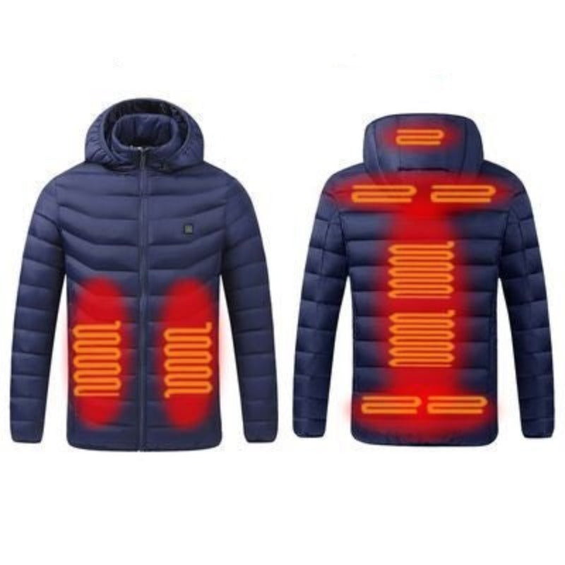 USB Heizjacke mit Kapuze, 9 Zonen, Blau / Minikauf.ch