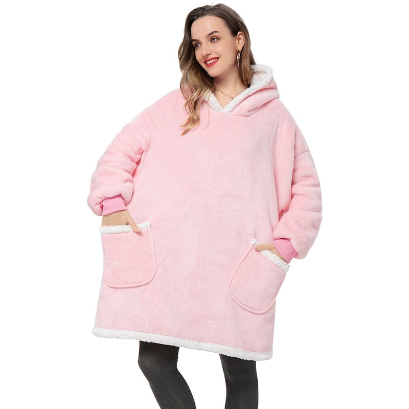 Eskimo Decken-Hoodie mit Kapuze, pink, zwei Taschen / Minikauf.ch