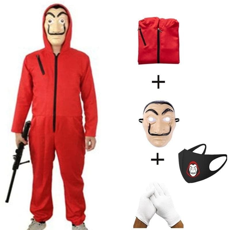 Roter Bankräuber-Overall mit Maske / Minikauf.ch
