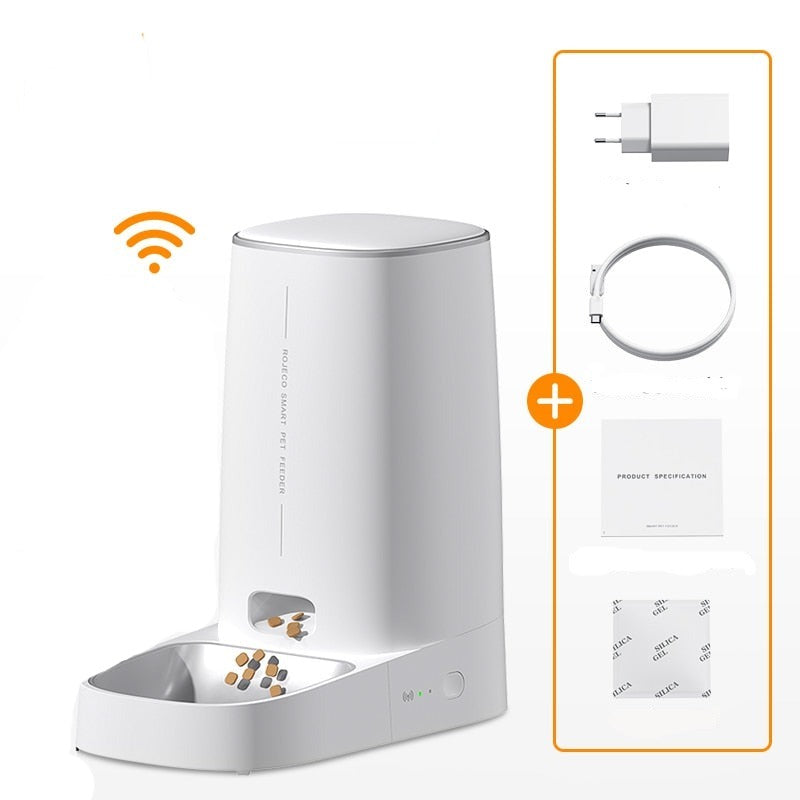 Automatischer Tierfutterautomat mit WIFI, weiss / Minikauf.ch