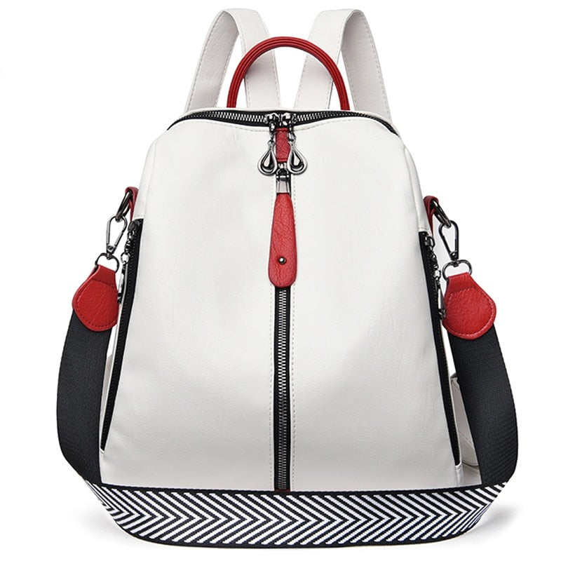 Leder Mode Rucksack, weiss / Minikauf.ch