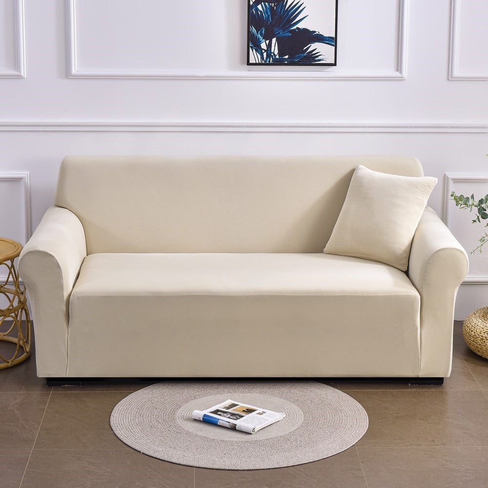 Stretch Sofabezug Deluxe, einfarbig Creme / Minikauf.ch