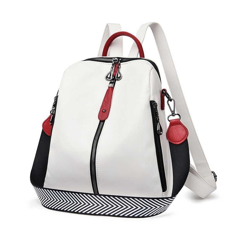 Leder Mode Rucksack, weiss / Minikauf.ch