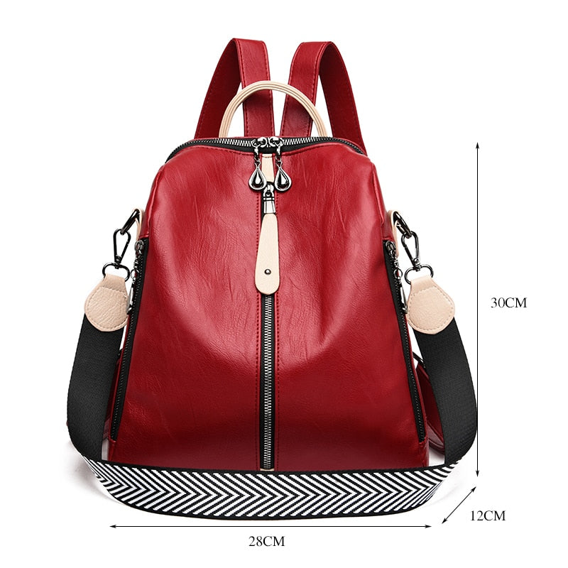 Leder Mode Rucksack, rot / Minikauf.ch