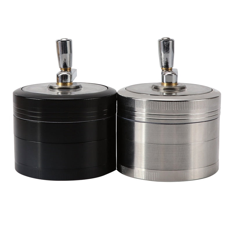 Grinder, 4-teilige Aluminium Drehmühle, schwarz & silber / Minikauf.ch