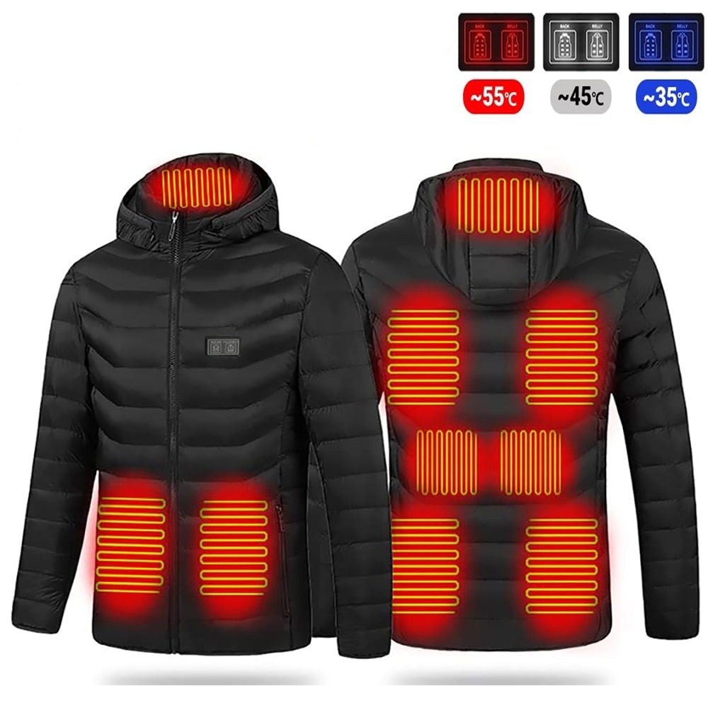 Schwarze USB Heizjacke mit Kapuze / Minikauf.ch