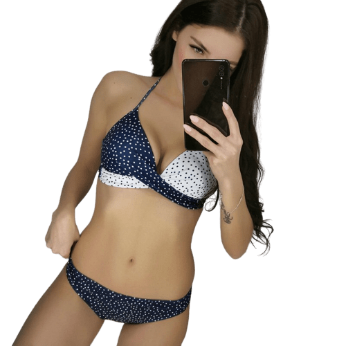 Sexy Bikini "Wildlife", blau & weiss gepunktet / Minikauf.ch