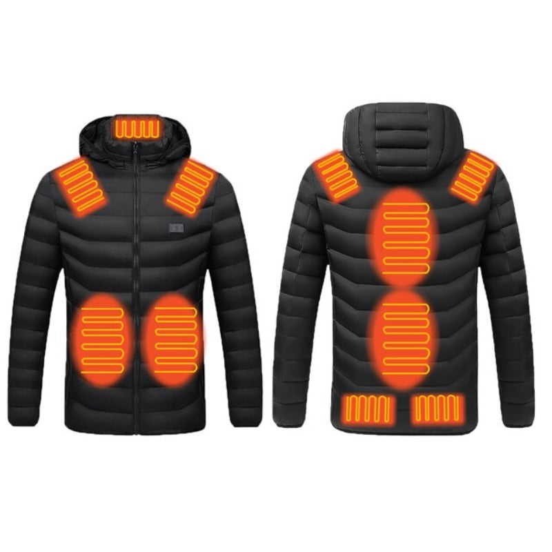 USB Heizjacke mit Kapuze, 11 Zonen, Schwarz / Minikauf.ch