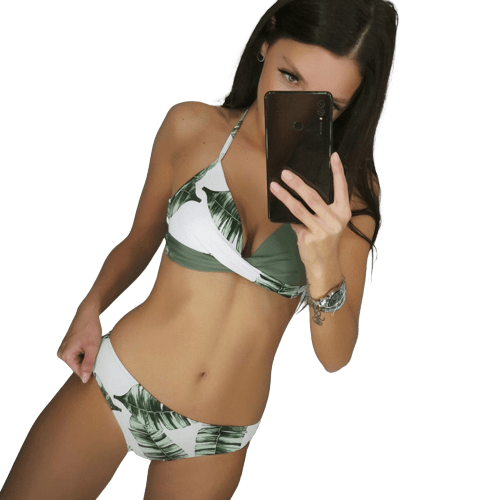 Sexy Bikini "Wildlife", grün & weiss / Minikauf.ch